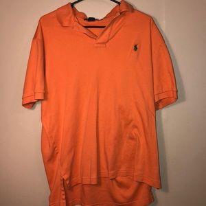 orange polo shirt